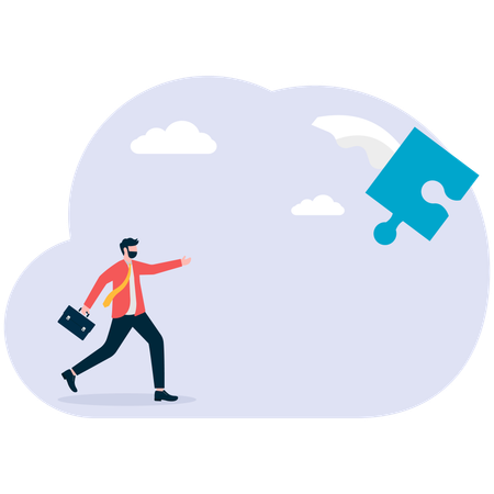 Empresário encontrando quebra-cabeça de negócios  Ilustração