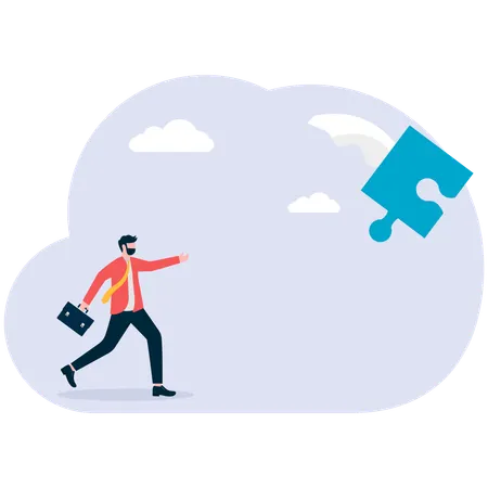 Empresário encontrando quebra-cabeça de negócios  Ilustração