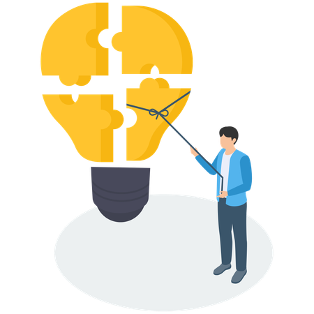 Empresário encontrando soluções criativas  Ilustração