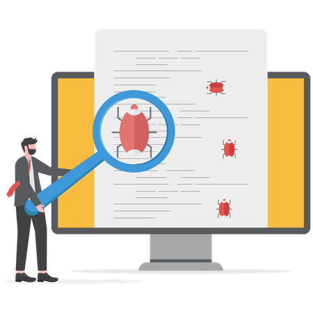 Empresário encontrou bug em seu software  Ilustração