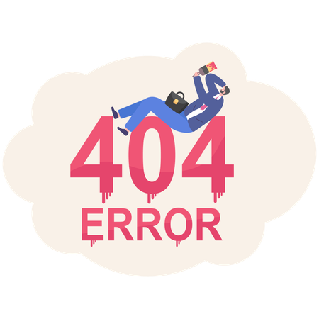 Empresario encuentra error 404  Ilustración