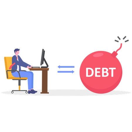 Empresario contrayendo deudas  Ilustración