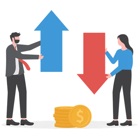 Empresário enfrenta aumento e diminuição de sua renda  Ilustração