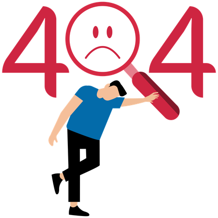 Empresario frente a error 404  Ilustración