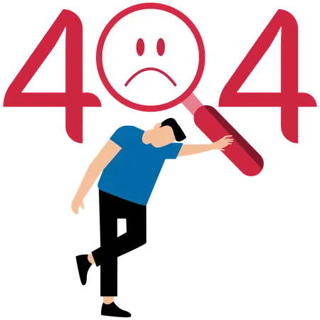 Empresario frente a error 404  Ilustración