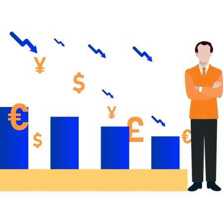 El empresario enfrenta pérdidas en el mercado de las criptomonedas  Illustration