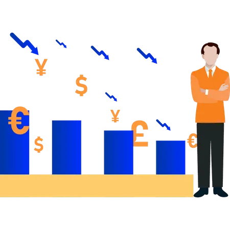 El empresario enfrenta pérdidas en el mercado de las criptomonedas  Illustration