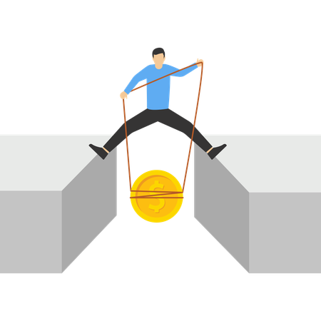 Empresário enfrenta risco de investimento  Ilustração