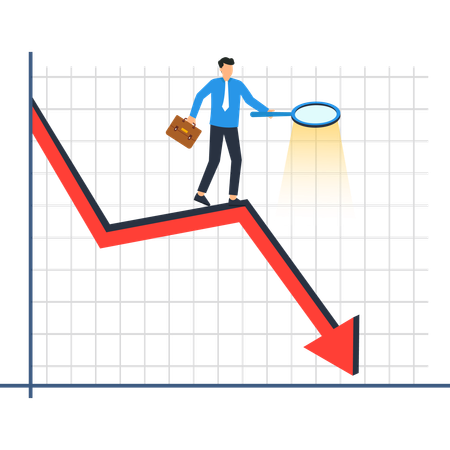 Empresário enfrenta tendência de queda nos negócios  Ilustração