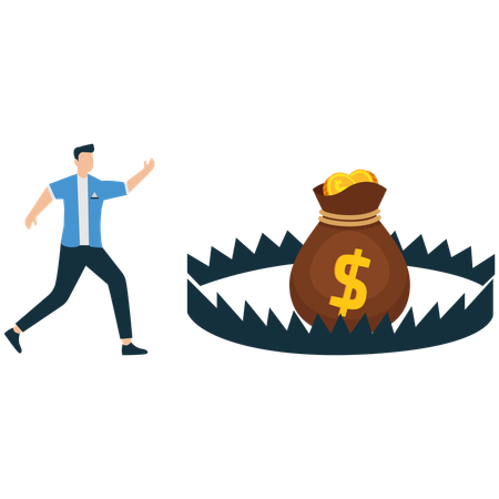 El hombre de negocios se enfrentó a una trampa de dinero  Ilustración