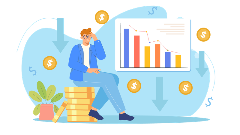 Empresário enfrenta crise econômica  Illustration