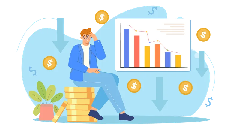 Empresário enfrenta crise econômica  Illustration