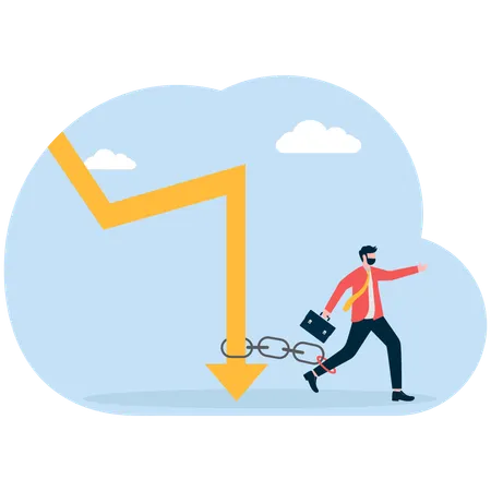 Empresário enfrenta crise empresarial  Ilustração