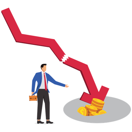 Empresário enfrentando crise financeira  Ilustração