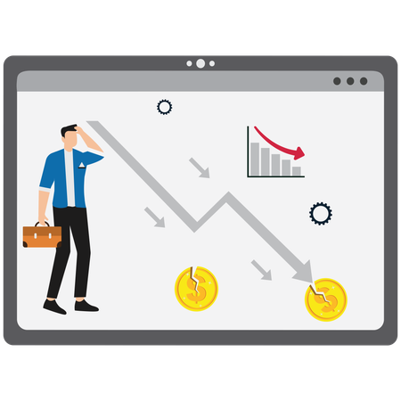 Empresário enfrentando crise financeira  Ilustração