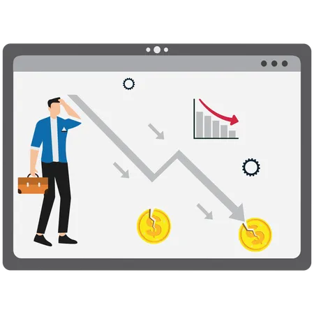 Empresário enfrentando crise financeira  Ilustração