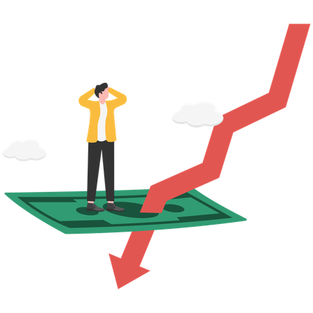 Empresário enfrentando crise financeira  Ilustração