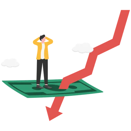 Empresário enfrentando crise financeira  Ilustração