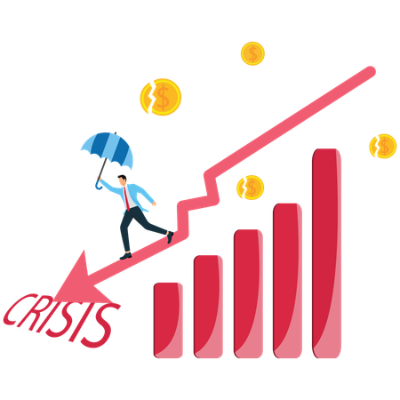 Empresário enfrenta crise financeira  Ilustração