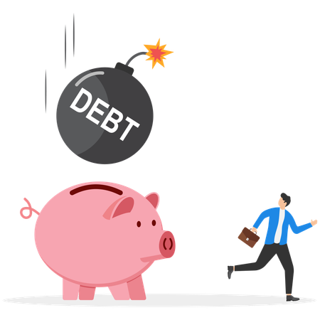 Empresario ante crisis de ahorro  Ilustración
