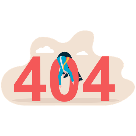Empresário enfrenta erro 404  Ilustração