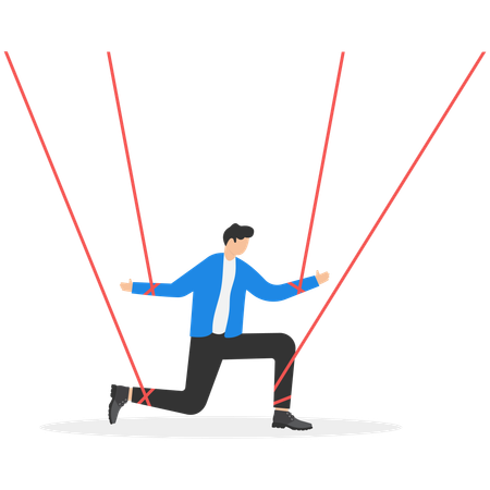 Empresário enfrentando obstáculos de negócios  Ilustração