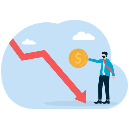 Empresario frente a pérdida de inversión  Illustration