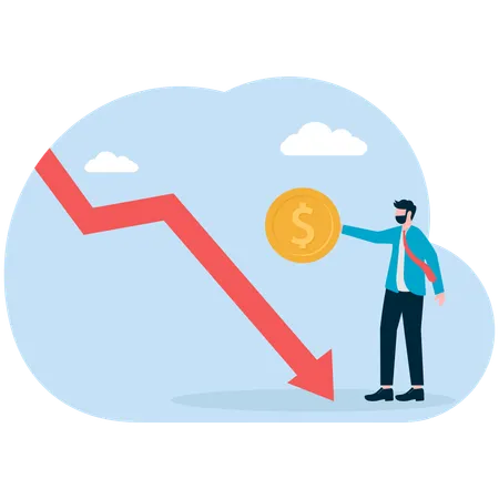 Empresario frente a pérdida de inversión  Illustration