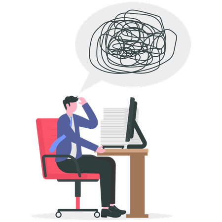 Empresário enfrenta sobrecarga de trabalho  Ilustração