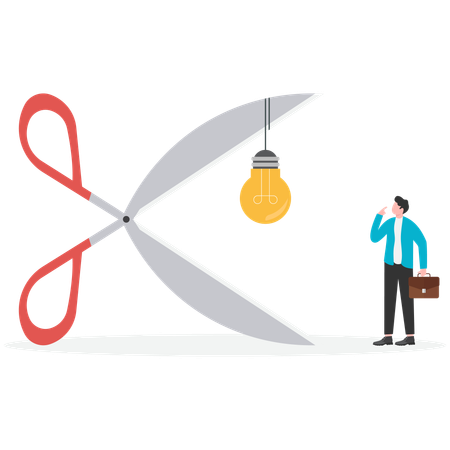 Empresario entrando con cuidado en la trampa de las ideas  Ilustración