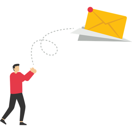 Empresário envia email para clientes  Ilustração