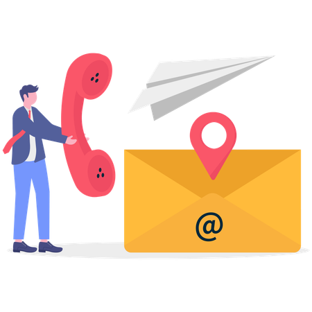Hombre de negocios enviando correo electrónico comercial  Ilustración