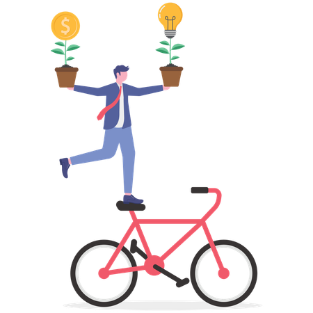 Empresário equilibra energia verde  Ilustração