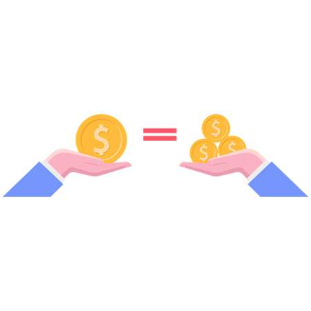 Empresário equilibra moedas de dinheiro  Ilustração