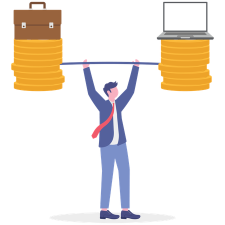 Empresário equilibra trabalho e vida pessoal  Ilustração