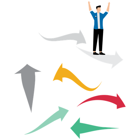 Empresário equilibrando decisão de carreira  Ilustração