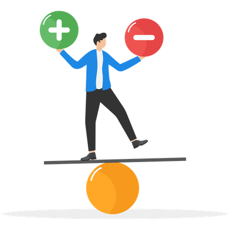Empresario equilibrando el pensamiento empresarial  Ilustración