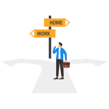 Empresário equilibrando trabalho e vida nos negócios  Ilustração