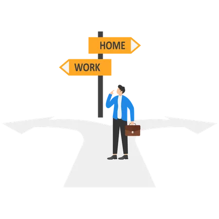 Empresário equilibrando trabalho e vida nos negócios  Ilustração