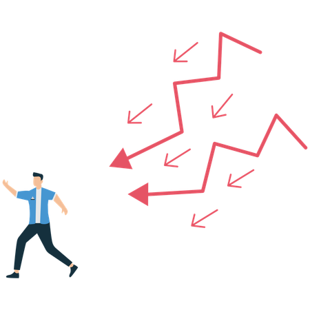 Empresário escapa da queda econômica Arrow  Illustration