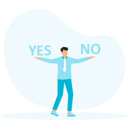 Empresário escolhendo entre sim ou não  Ilustração