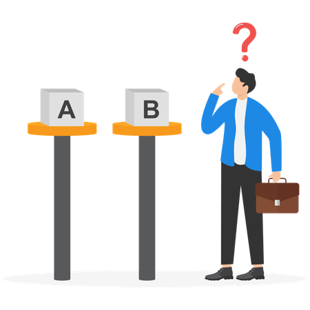 Empresário escolhendo plano de negócios  Ilustração