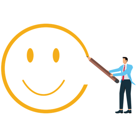 Empresário espera por uma mentalidade positiva e um caminho para a felicidade  Ilustração
