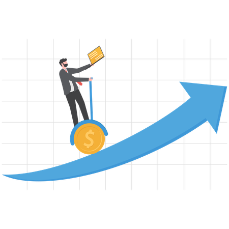 Empresário está alcançando crescimento financeiro nos negócios  Ilustração