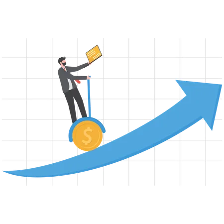 Empresário está alcançando crescimento financeiro nos negócios  Ilustração