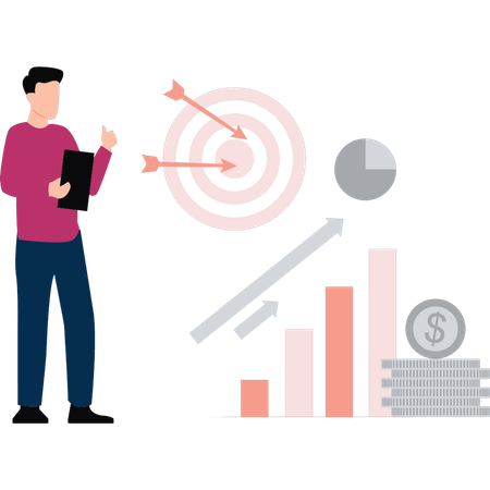 O empresário está analisando metas de negócios  Ilustração