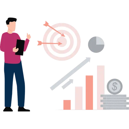 O empresário está analisando metas de negócios  Ilustração