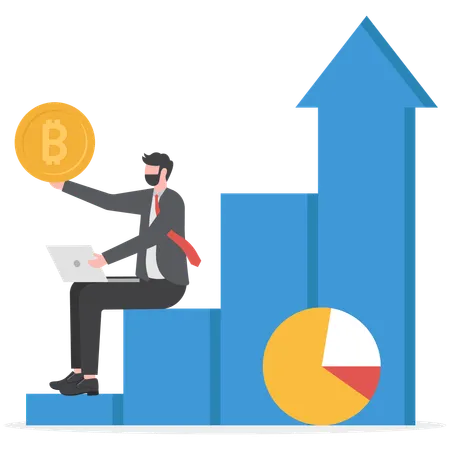 O empresário está analisando o gráfico de progresso financeiro  Ilustração