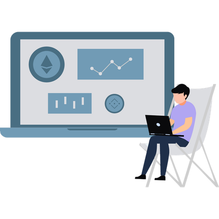 O empresário está analisando o mercado de ações  Ilustração