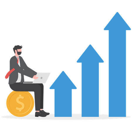 O empresário está analisando seu gráfico de lucro  Ilustração